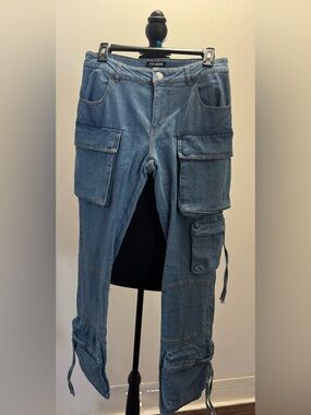 Steve Madden Light Blue Denim Pants with Contrast Stitching